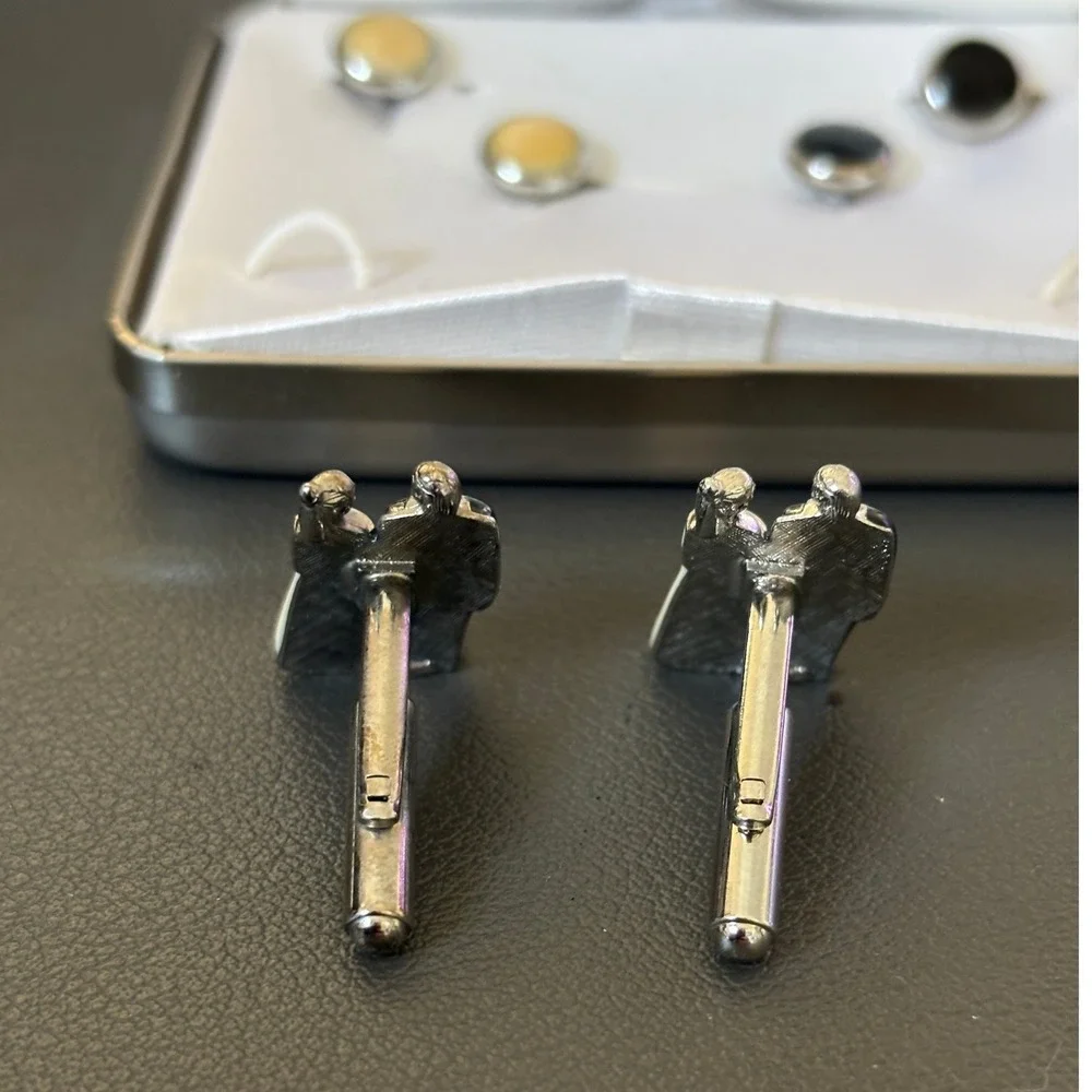 Jascott Vintage Bride N Groom Cufflinks and Studs Set Wedding Tuxedo Made in USA